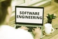 Hand writing sign Software Engineering. Word for apply engineering to the development of software Online Jobs And Royalty Free Stock Photo