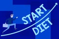 Sign displaying Start Diet. Business overview special course food to which person restricts themselves Businessman