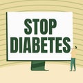 Writing displaying text Stop Diabetes. Business concept Blood Sugar Level is higher than normal Inject Insulin Man Royalty Free Stock Photo