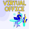 Sign displaying Virtual Office. Conceptual photo operational domain of any business or organization virtually Woman Royalty Free Stock Photo