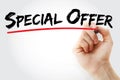 Hand writing Special Offer with marker, business concept background