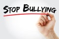 Hand writing Stop Bullying with marker, concept background