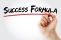 Hand writing Success Formula with marker, business concept Royalty Free Stock Photo