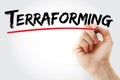 Hand writing Terraforming with marker Royalty Free Stock Photo