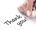 Hand writing thank you Royalty Free Stock Photo