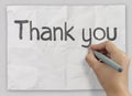 Hand writing Thank you Royalty Free Stock Photo