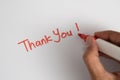 Hand writing thank you Royalty Free Stock Photo