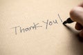 Hand writing thank you note Royalty Free Stock Photo