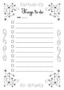 Hand writing Things to do list in a flower frame, check boxes with lines, vector