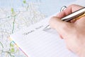 Hand writing travel plan Royalty Free Stock Photo