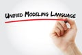 Hand writing Unified Modeling Language with marker, concept background