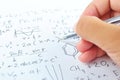 Hand writing various high school maths and science Royalty Free Stock Photo