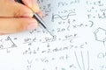 Hand writing various high school maths and science Royalty Free Stock Photo