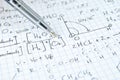 Hand writing various high school maths and science Royalty Free Stock Photo