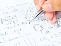 Hand writing various high school maths and science Royalty Free Stock Photo