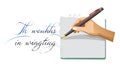 Hand Writing The Wavelengths of Writing, Creative Process, Literary Insight, vector design Generative AI Royalty Free Stock Photo
