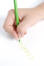 Hand writing word with green pencil Royalty Free Stock Photo