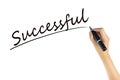 Hand writing word successful with black color marker pen isolated on white background. business target to success concept. Royalty Free Stock Photo