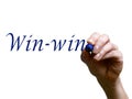Hand writing words win-win with marker Royalty Free Stock Photo