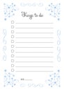 Hand writng Things to do list in blue flower frame, check boxes with lines, vector illustration Royalty Free Stock Photo