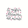 Hand written Best Mom in the world quote in Italian