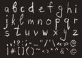 Hand written chalk lowercase english alphabet
