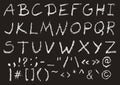 Hand written chalk uppercase english alphabet Royalty Free Stock Photo