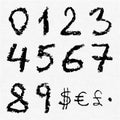 Hand written charcoal numbers