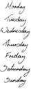 Hand Written Days of the Week Illustration Royalty Free Stock Photo