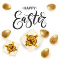 Hand written Happy Easter lettering cute poster. Vector