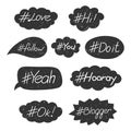 Hand written hashtag speech bubble