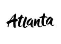 Hand written isolated city of Atlanta text, capital of Georgia. Vector hand lettered brush calligraphy phrase or sign. Royalty Free Stock Photo