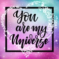 Hand written lettering I love you on spase background for posters, banners, flyers, stickers, cards for Valentine s Day