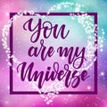 Hand written lettering I love you on spase background for posters, banners, flyers, stickers, cards for Valentine's Day