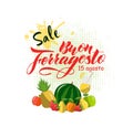 Hand written lettering quote Happy Buon Ferragosto. italian language. Vector Royalty Free Stock Photo