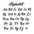 Hand written lowercase and uppercase calligraphy alphabet. Royalty Free Stock Photo