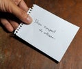 Hand written motivational word show respect to others