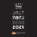 HAND WRITTEN NEW YEAR 2023 SET BUNDLE Royalty Free Stock Photo