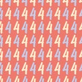 Hand Written Number Four Vector Repeat Pattern Royalty Free Stock Photo
