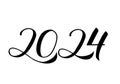 2024 Hand written numbers with brush. Calligraphy lettering for New Year isolated on white. Holidays typography poster Royalty Free Stock Photo