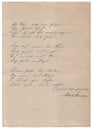 Hand-written poem on old paper background Royalty Free Stock Photo