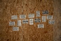 Hand written protest signs taped to plywood