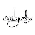 Hand written state name of New York. Hand lettering in black color, grey shadow