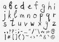 Hand written vector charcoal lowercase english alphabet