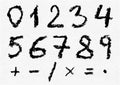 Hand written vector charcoal numbers