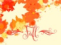 Fall word and watercolor autumn frame