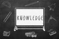 Hand-written word knowledg on chalkboard. Royalty Free Stock Photo