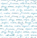 Hand written words - fashion and beauty text. Seamless pattern Royalty Free Stock Photo