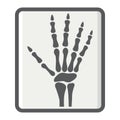Hand X-ray filled outline icon, medicine
