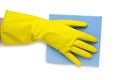 Hand in yellow glove